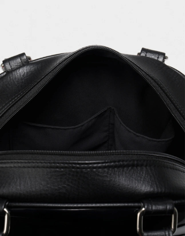 Liquorbrand Vega Black Bowler Bag - Retro Rockabilly Handbag