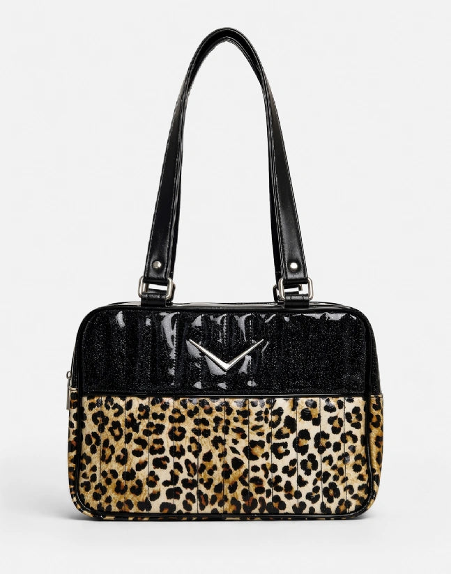 Liquorbrand Vixen Leopard Shoulder Bag - Retro Rockabilly Handbag