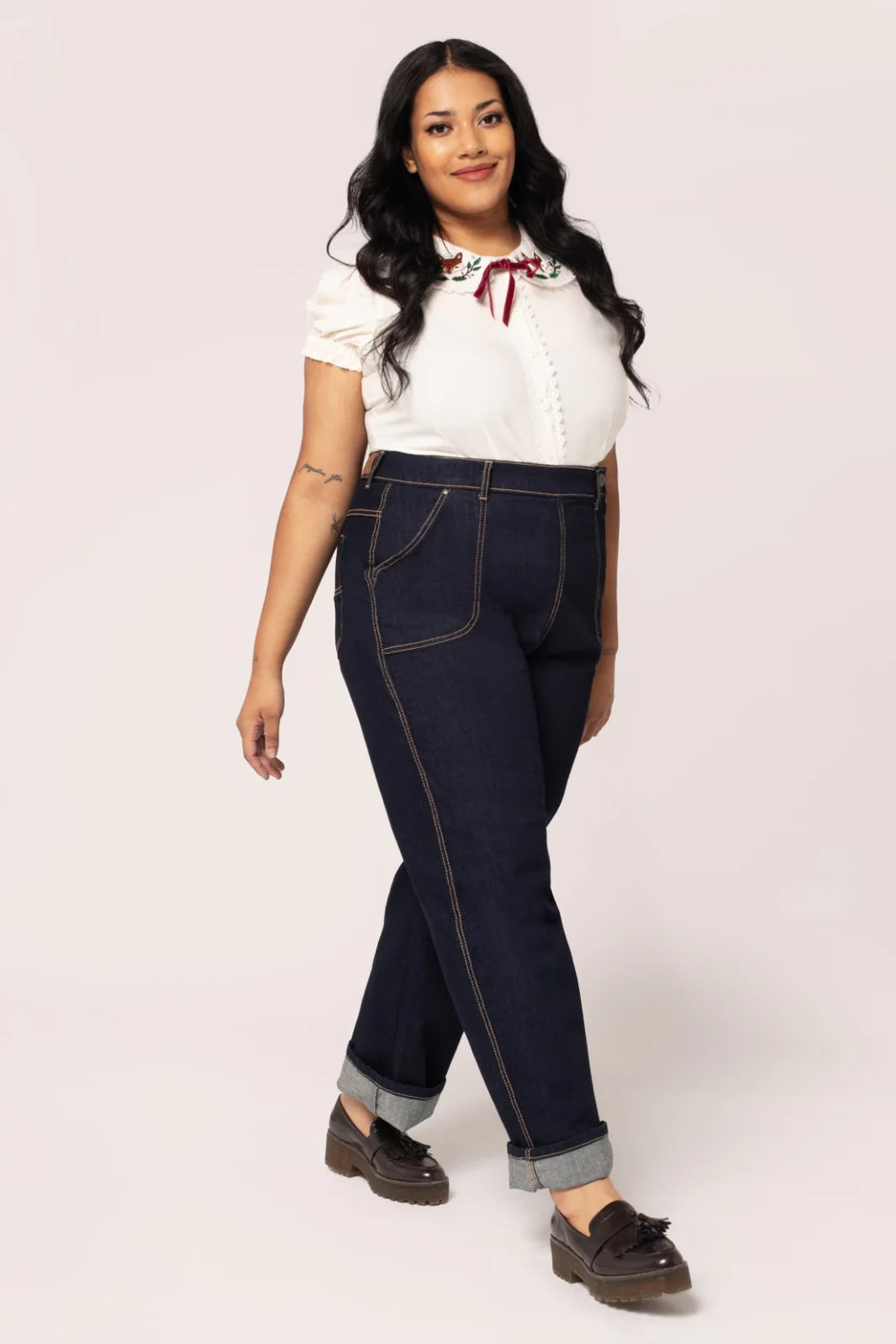 Hell Bunny Weston High Waisted Denim Trousers