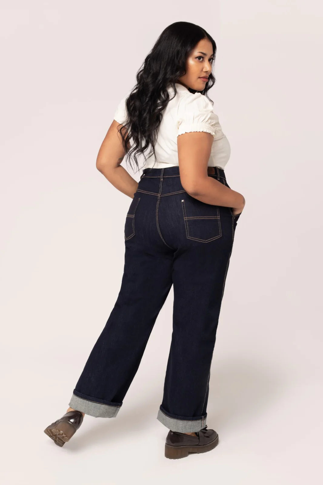 Hell Bunny Weston High Waisted Denim Trousers