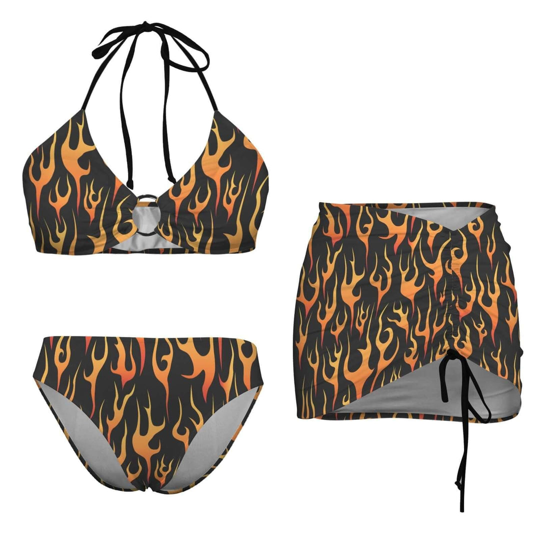Flames Bikini with Skirt – Rockabilly Beach Outfit Australia
