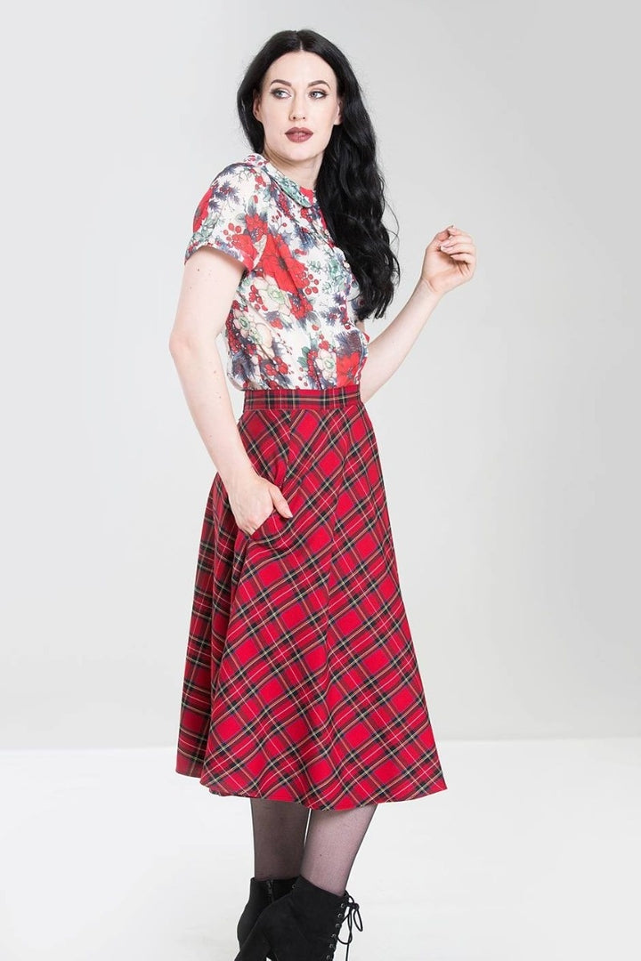 Hell Bunny Irvine 50’s Circle Skirt – Red Tartan Vintage Skirt