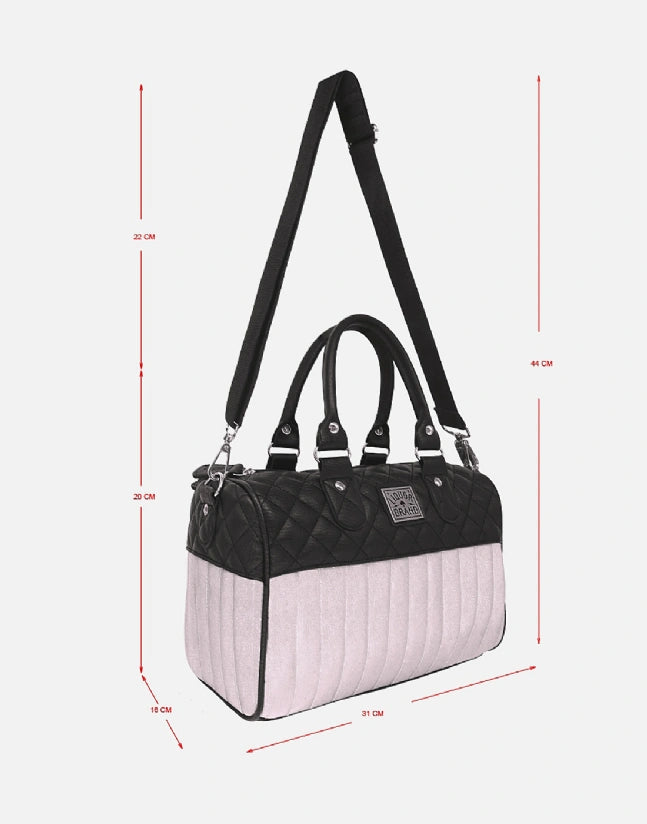 Liquorbrand White Metal Flake Bowler Bag - Retro Rockabilly Handbag