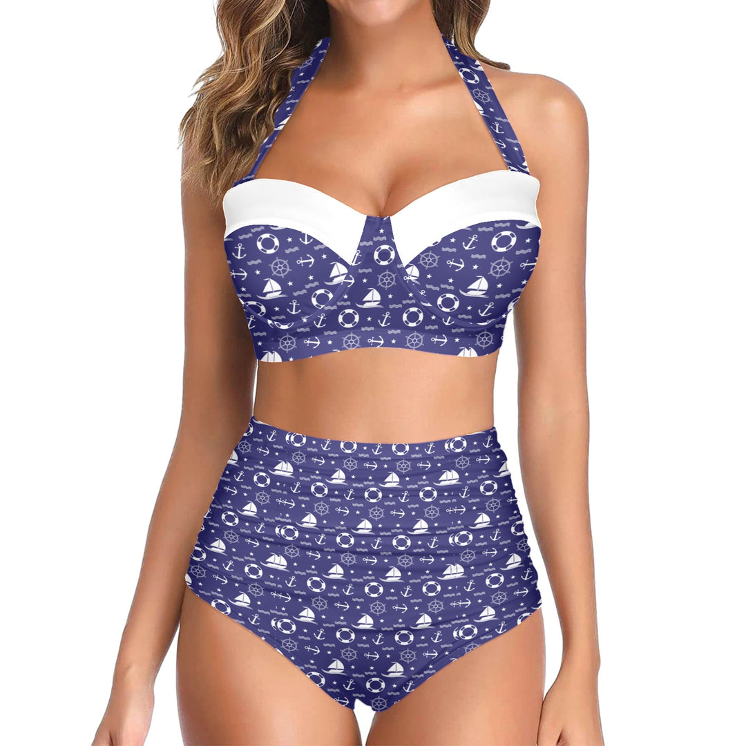 Nautical High-Waisted Bikini