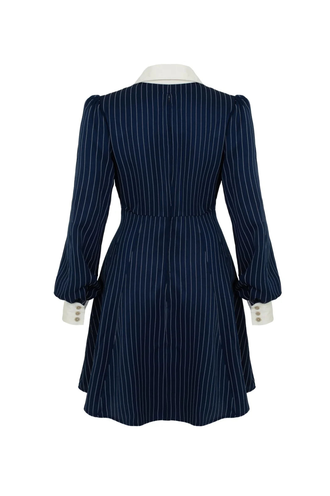 Hell Bunny Costello Mini Dress – Navy Pinstripe Collared Dress