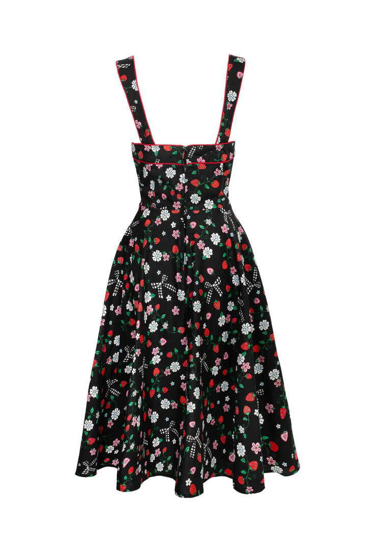 Hell Bunny Isobel Strawberry Print 50s Midi Dress