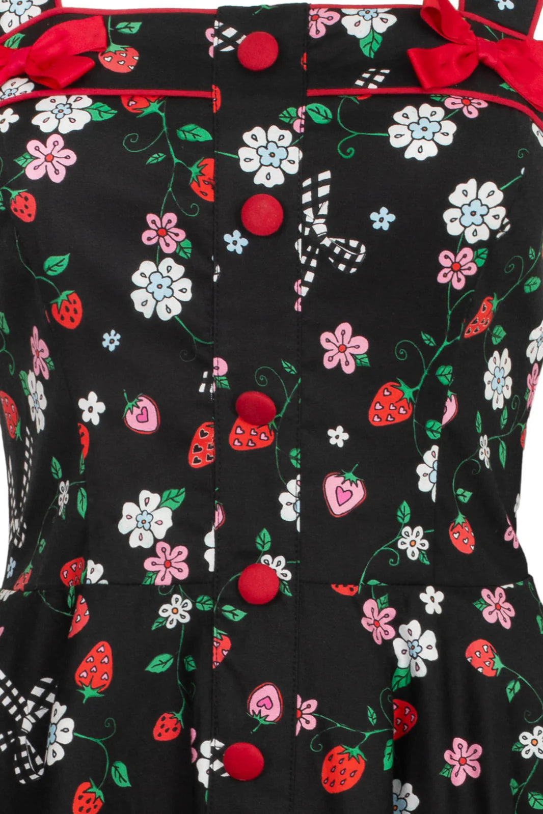 Hell Bunny Isobel Strawberry Print 50s Midi Dress