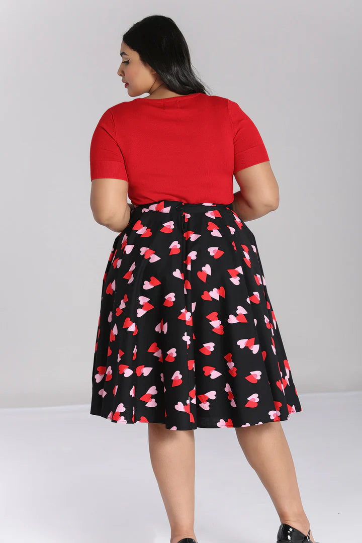 Hell Bunny Confetti Heart Circle Skirt – Black 50s Vintage Skirt