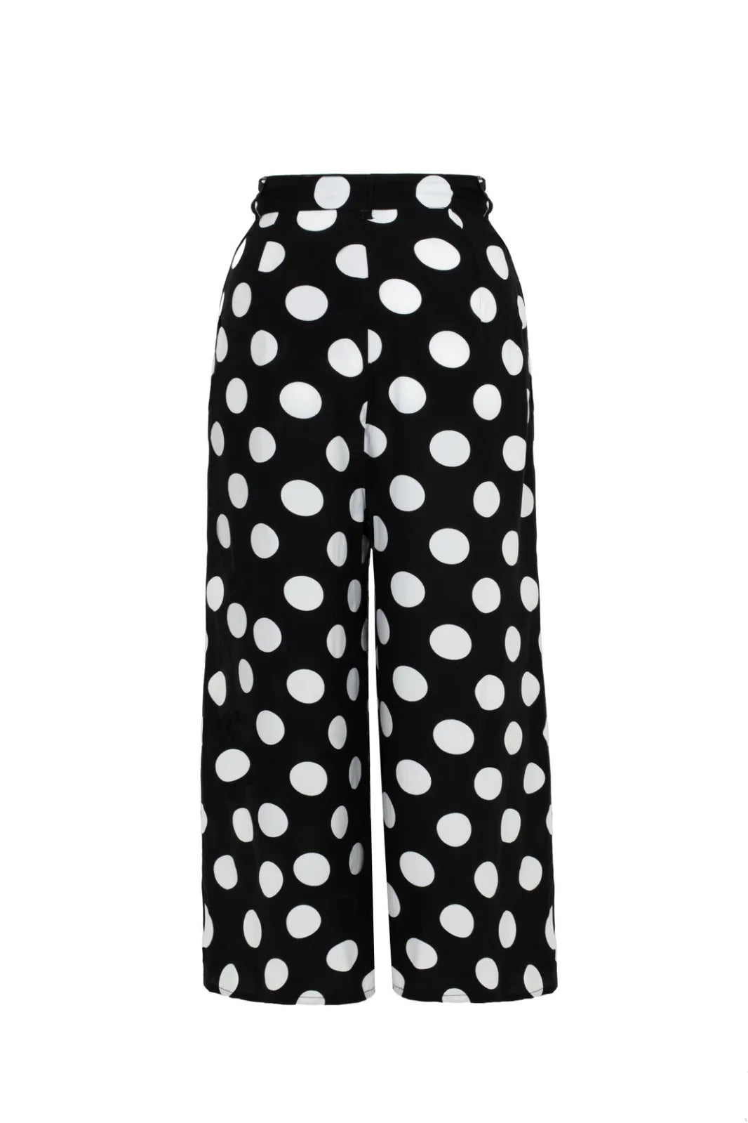 Hell Bunny Dolores Polka Dot Trousers – Black Wide Leg Crop