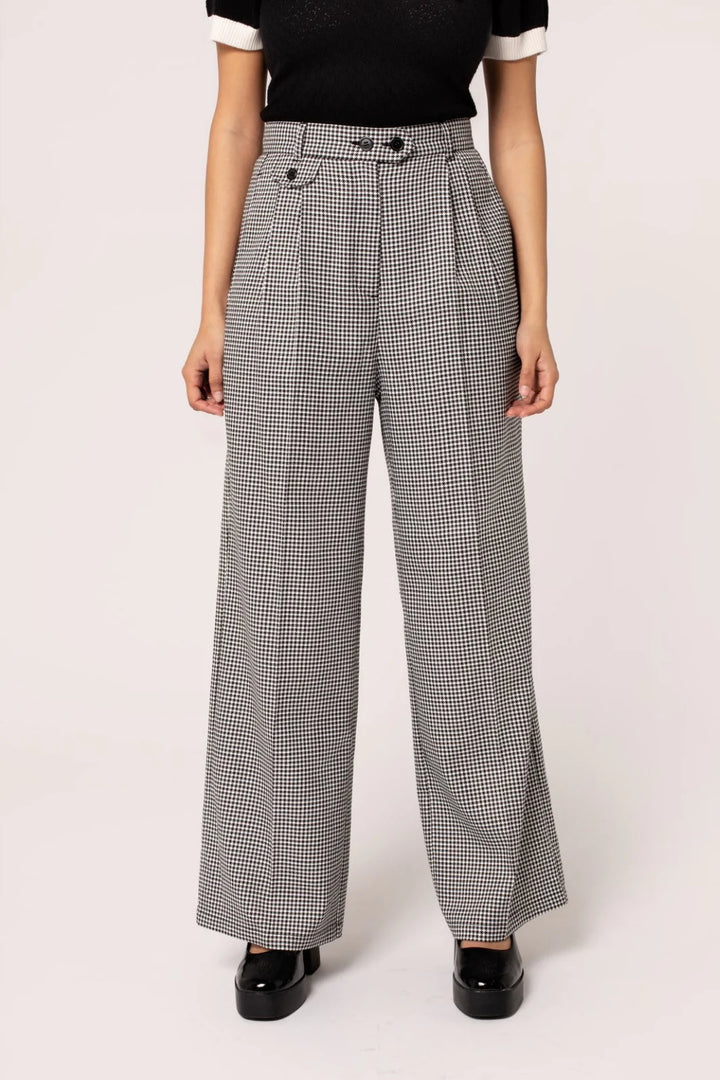 Hell Bunny Teddy Trousers – Houndstooth Wide Leg