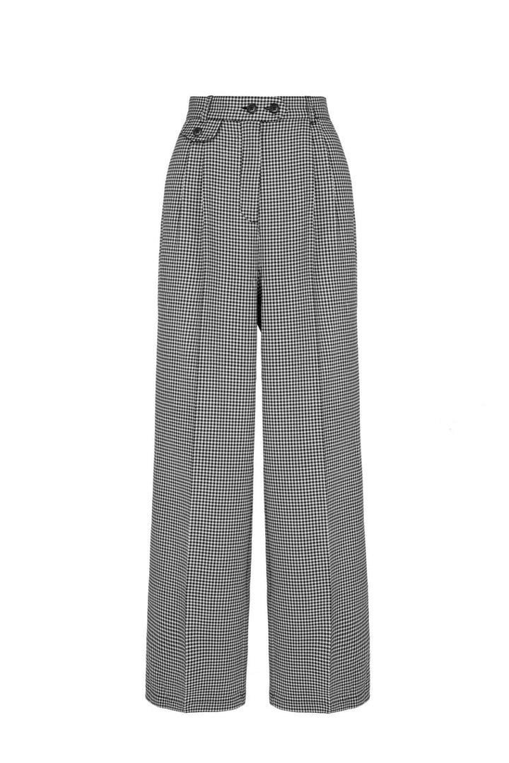 Hell Bunny Teddy Trousers – Houndstooth Wide Leg