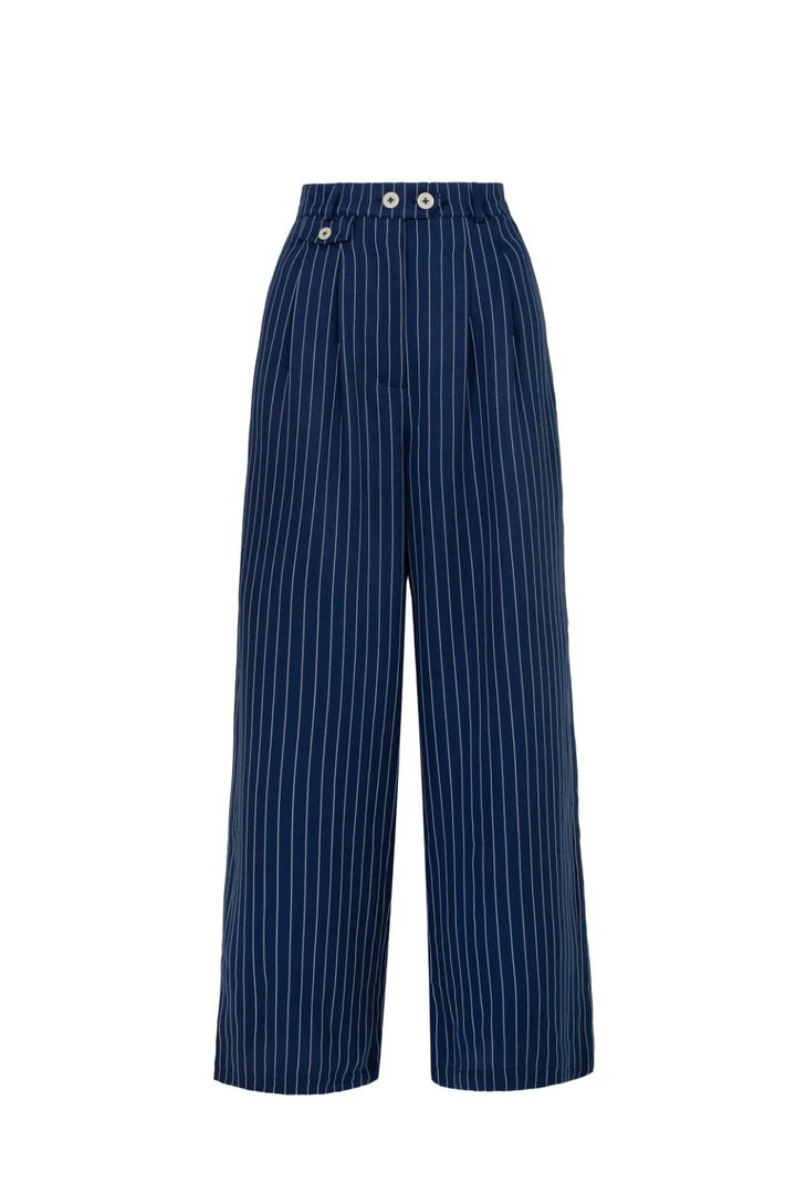 Hell Bunny Costello Pinstripe Wide Leg Trousers