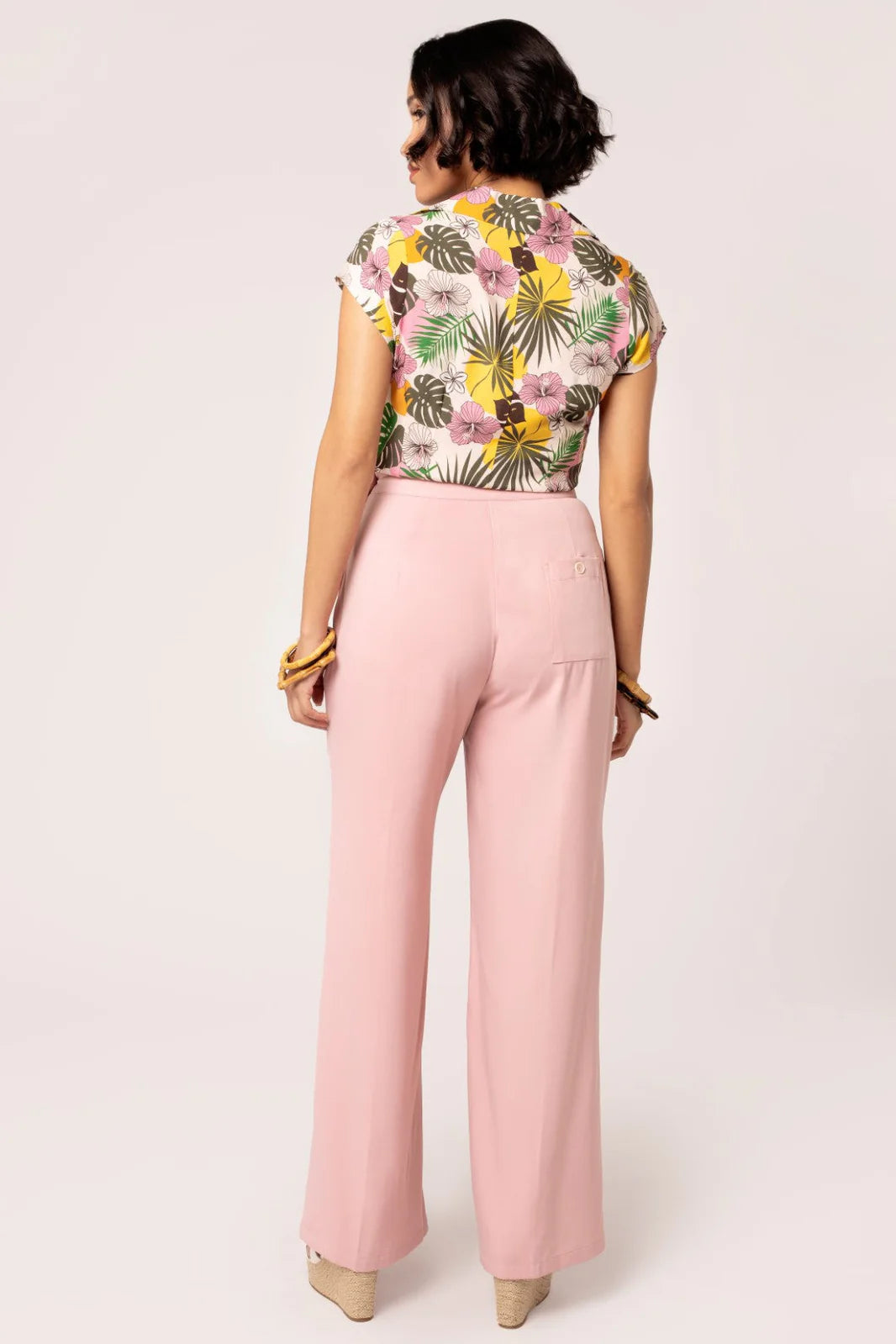 Hell Bunny Giselle Trousers – Pink Wide Leg