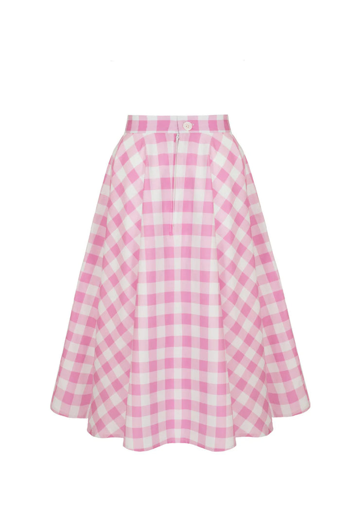 Hell Bunny Cindy Gingham Circle Skirt – Pink 50s Vintage Skirt