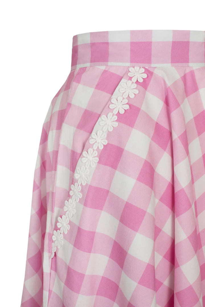 Hell Bunny Cindy Gingham Circle Skirt – Pink 50s Vintage Skirt
