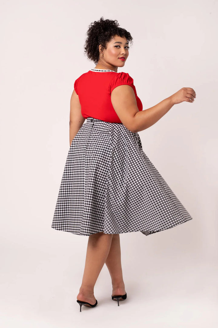 Hell Bunny Mel Gingham Circle Skirt – Black & White 50s Vintage Skirt