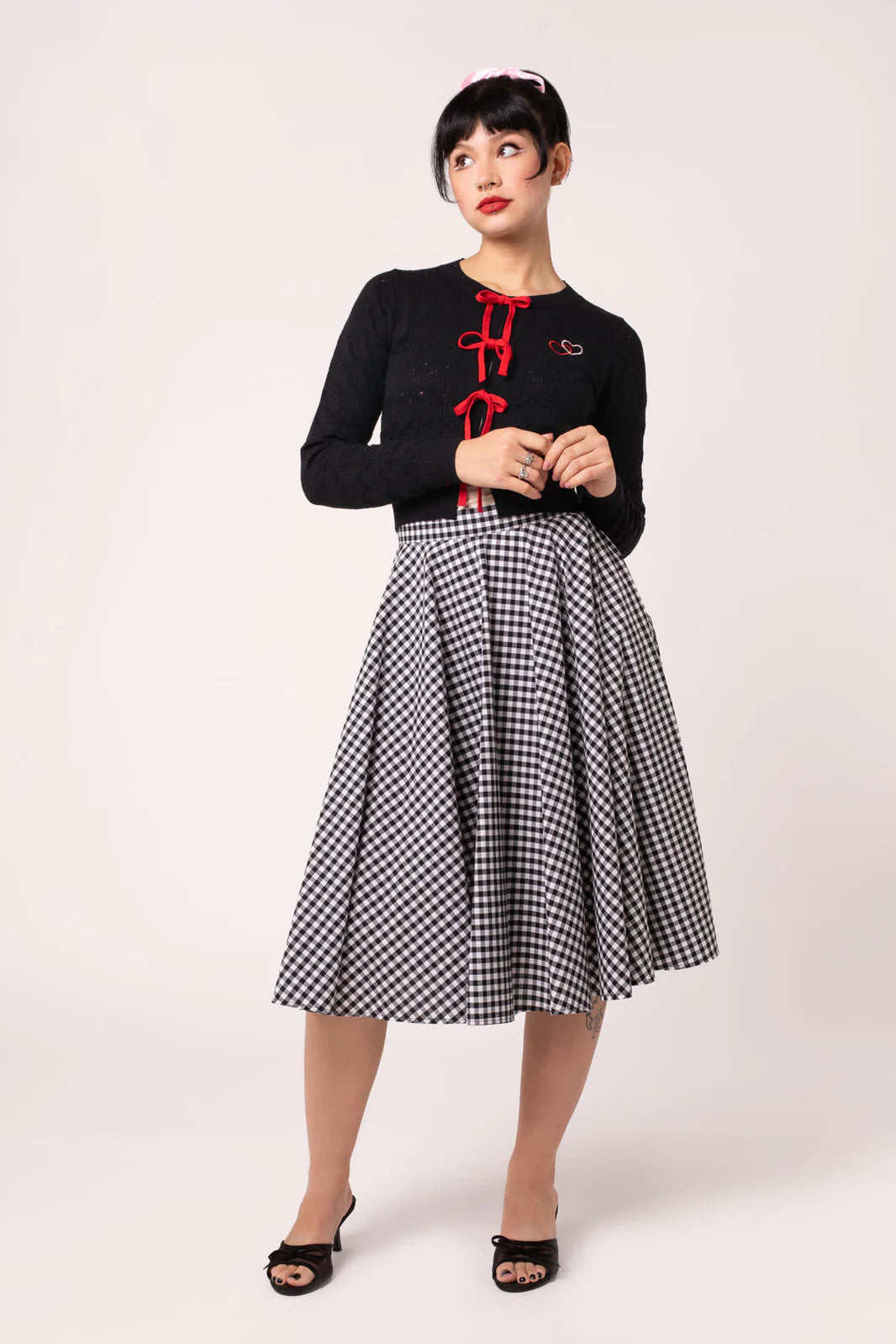 Hell Bunny Mel Gingham Circle Skirt – Black & White 50s Vintage Skirt