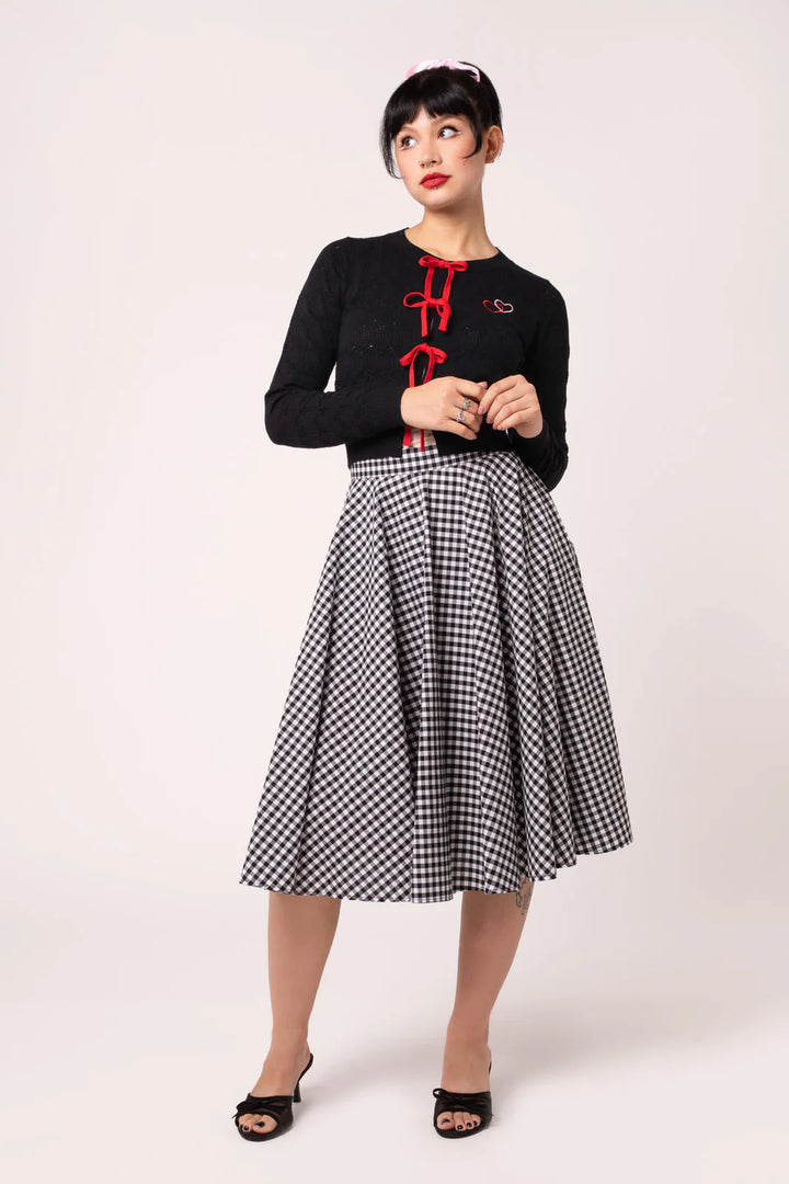 Hell Bunny Mel Gingham Circle Skirt – Black & White 50s Vintage Skirt