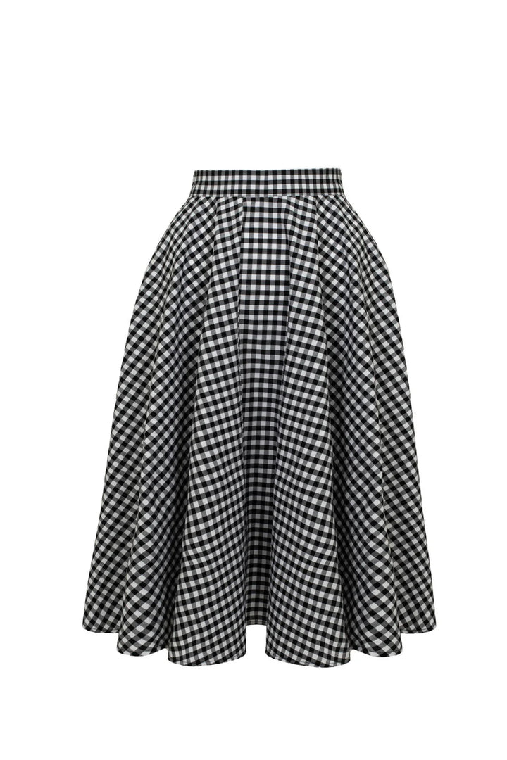 Hell Bunny Mel Gingham Circle Skirt – Black & White 50s Vintage Skirt