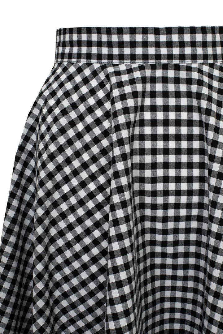 Hell Bunny Mel Gingham Circle Skirt – Black & White 50s Vintage Skirt