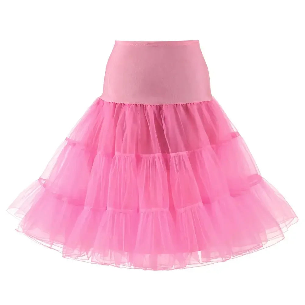 Pink Petticoat 65cm - Classic 3-layer crinoline underskirt for vintage-inspired outfits and dance events.