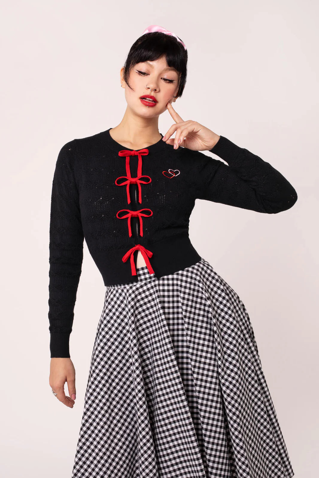 Hell Bunny Lucie Heart Bow Cardigan