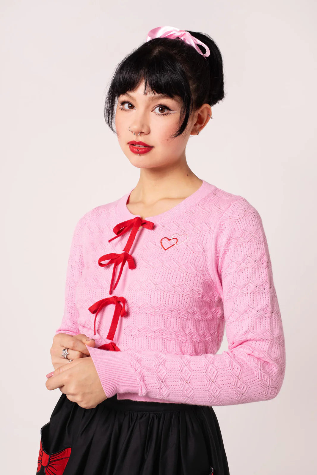 Hell Bunny Lucie Heart Bow Cardigan