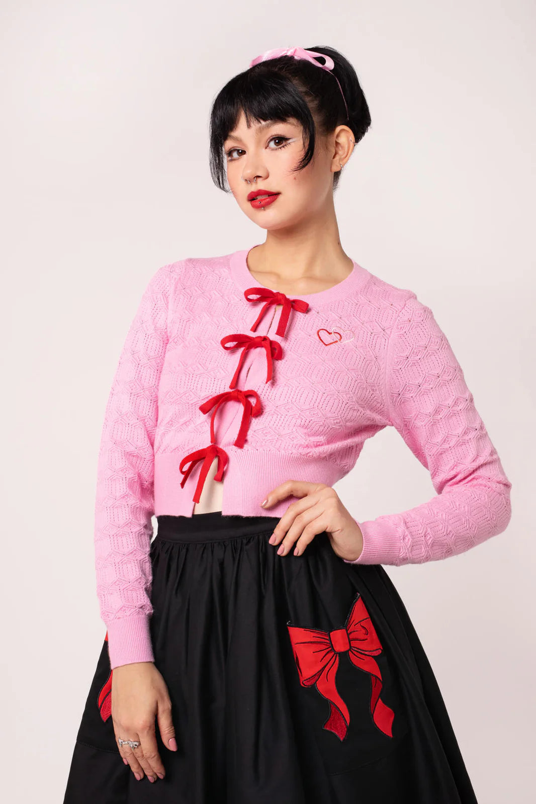 Hell Bunny Lucie Heart Bow Cardigan