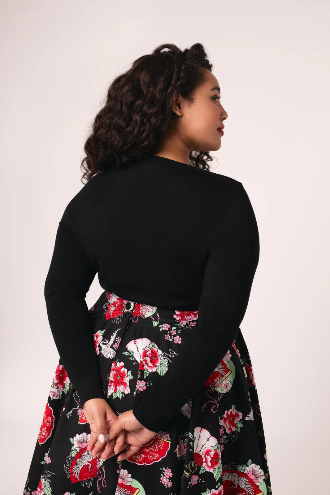 Yuna Black Embroidered Fan Cardigan