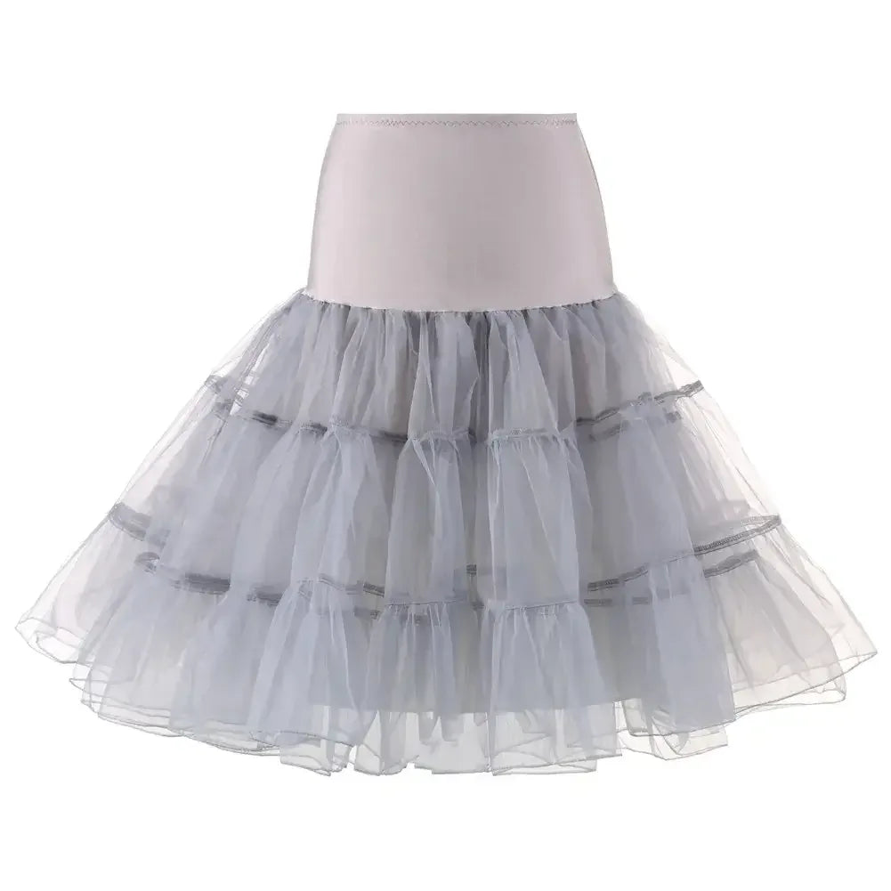 Silver Gray Petticoat 65cm – Classic 3-layer crinoline underskirt for a vintage-inspired look.