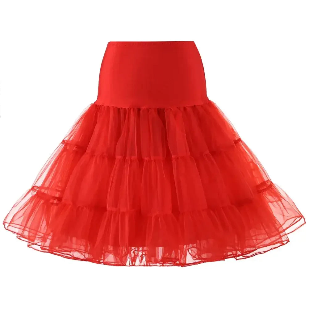 Red Petticoat 65cm - Classic 3-layer crinoline underskirt perfect for vintage-inspired outfits.