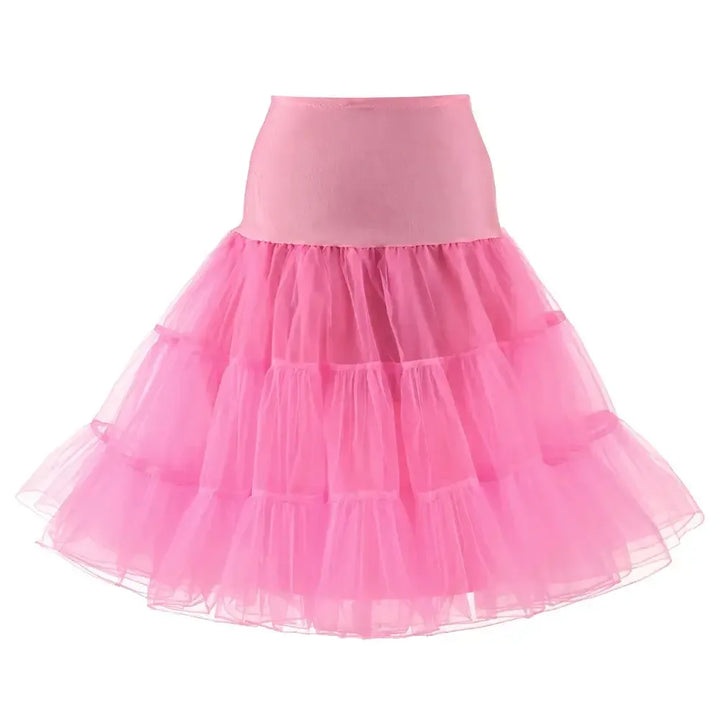 Pink Petticoat 65cm – Classic 3-layer crinoline underskirt for swing dresses and vintage outfits.