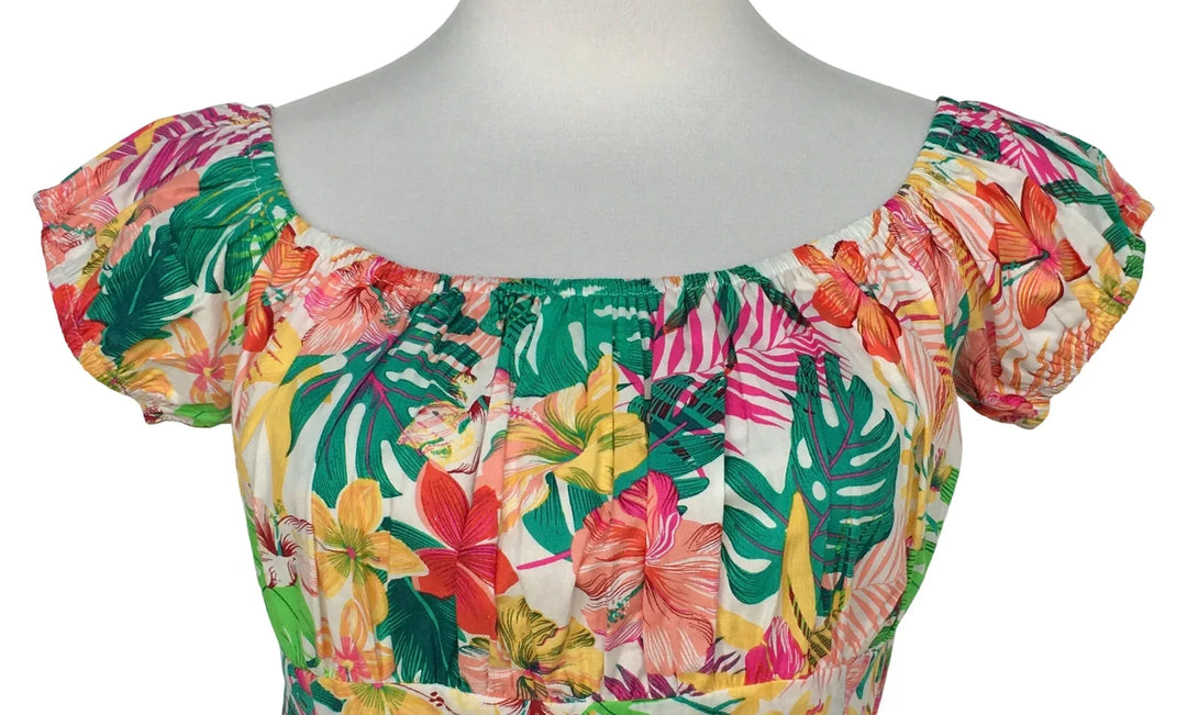 Island Escape Floral Peasant Style Top