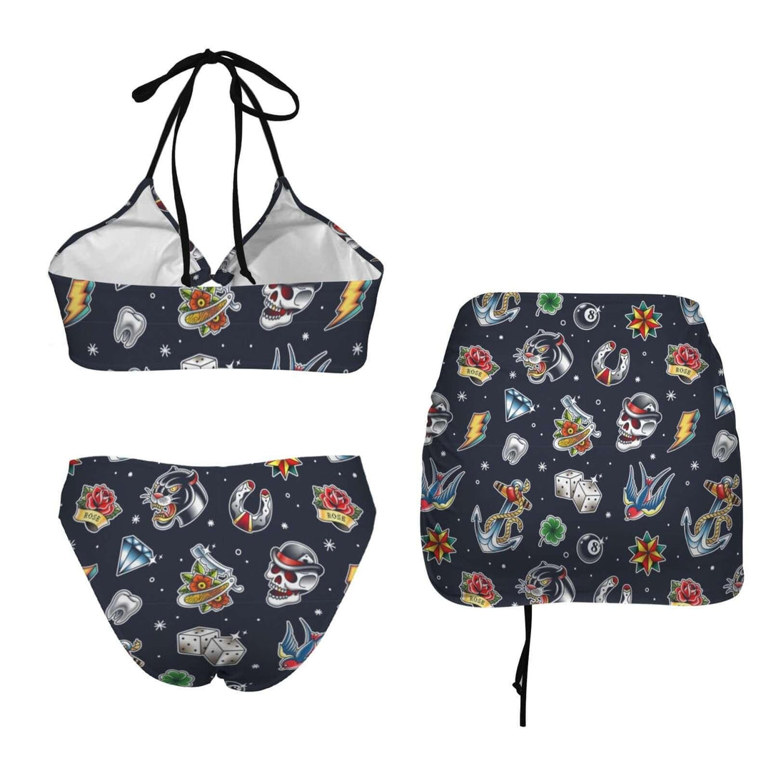 Old School Tattoo Retro Bikini Side View – Rockabilly Pin Up Swimwear
