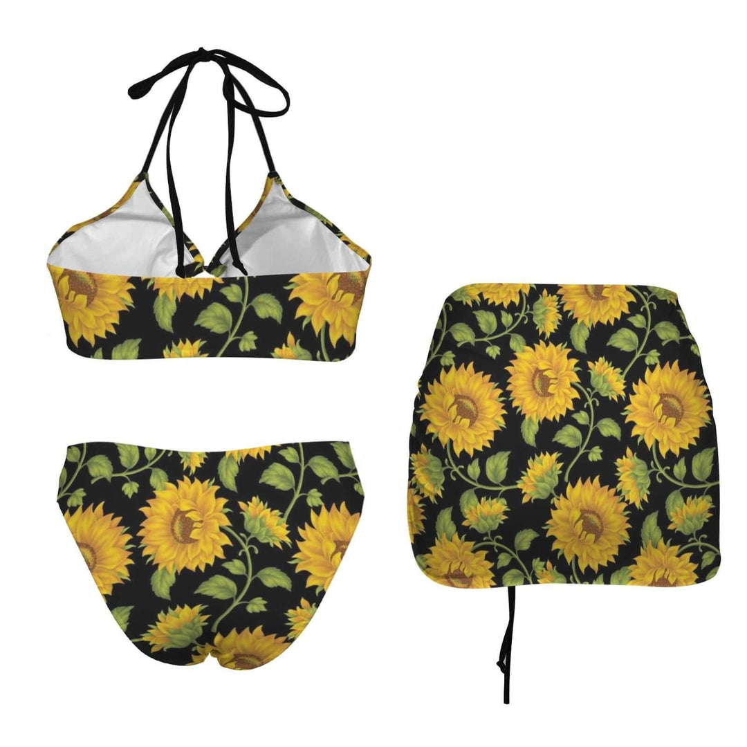 Sunflowers Full Coverage Retro Swimsuit – Vintage Floral Bikini
