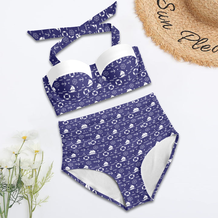 Nautical High-Waisted Bikini