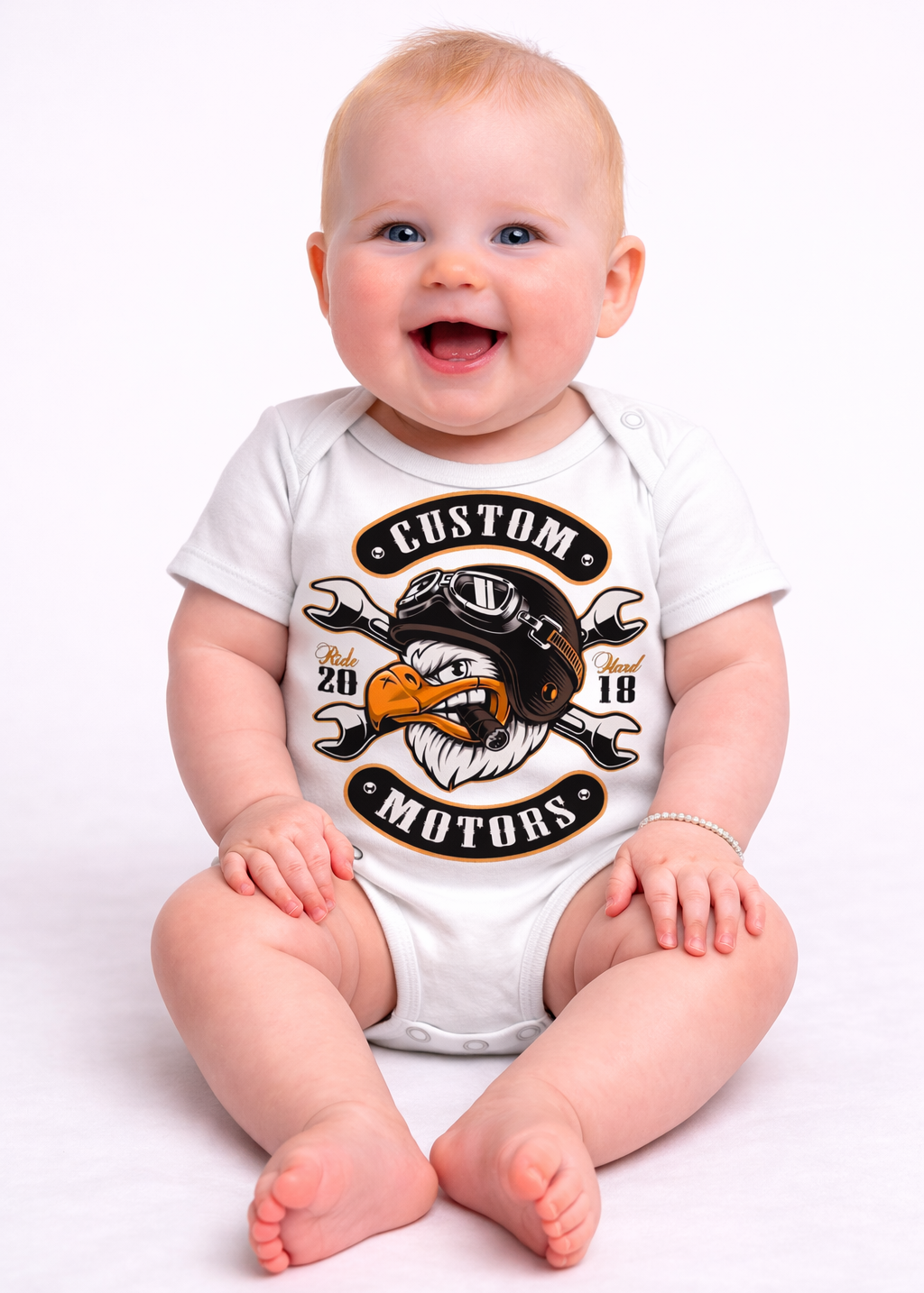 Custom motors baby romper – hot rod rockabilly baby onesie – rockabilly babies for kids Australia