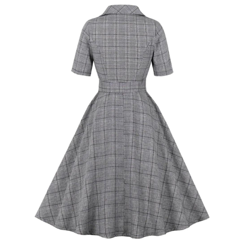 Grace Plaid Single Breasted 50s Dress