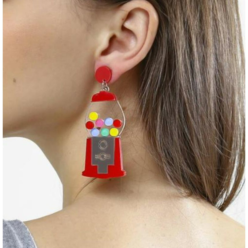 Gumball Machine Acrylic Drop/Dangle Stud Post Earrings
