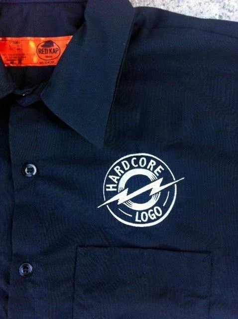 Never More Work Shirt – Hardcore Logo (Red Kap) - Poison Arrow Retro