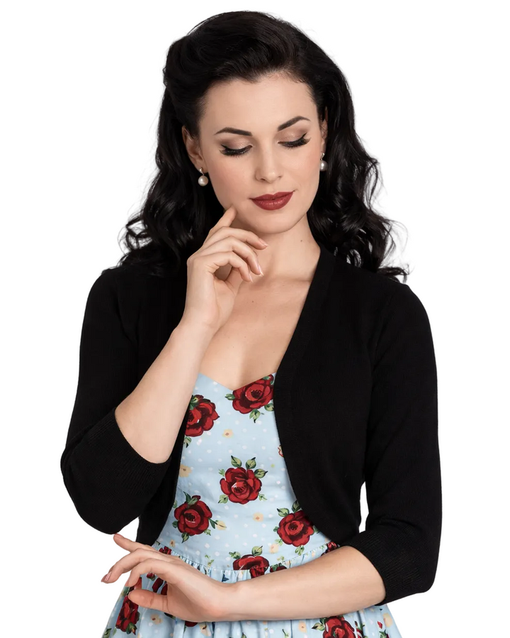 Hell Bunny Maggie bolero black vintage cropped cardigan