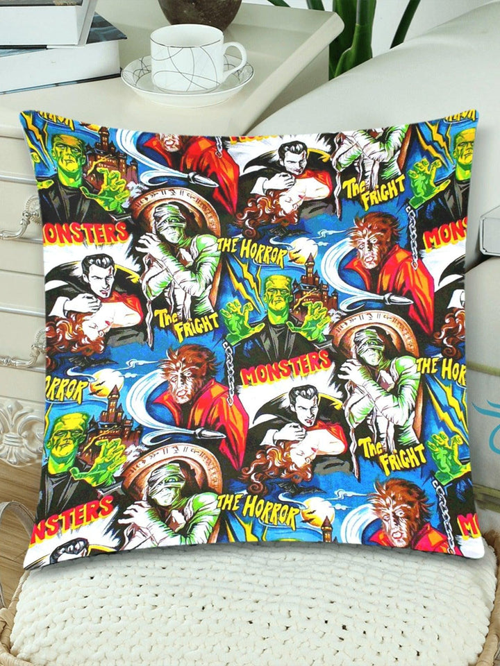 Hollywood Monsters Throw Pillow Cover 18"x 18" (Twin Sides) (Set of 2)