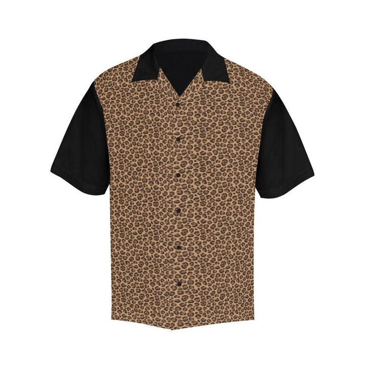 Leopard Black Mens Button Up Shirt