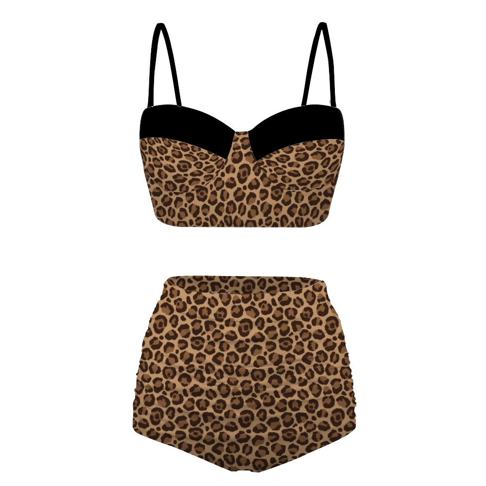 Leopard Print High Waist Retro Bikini