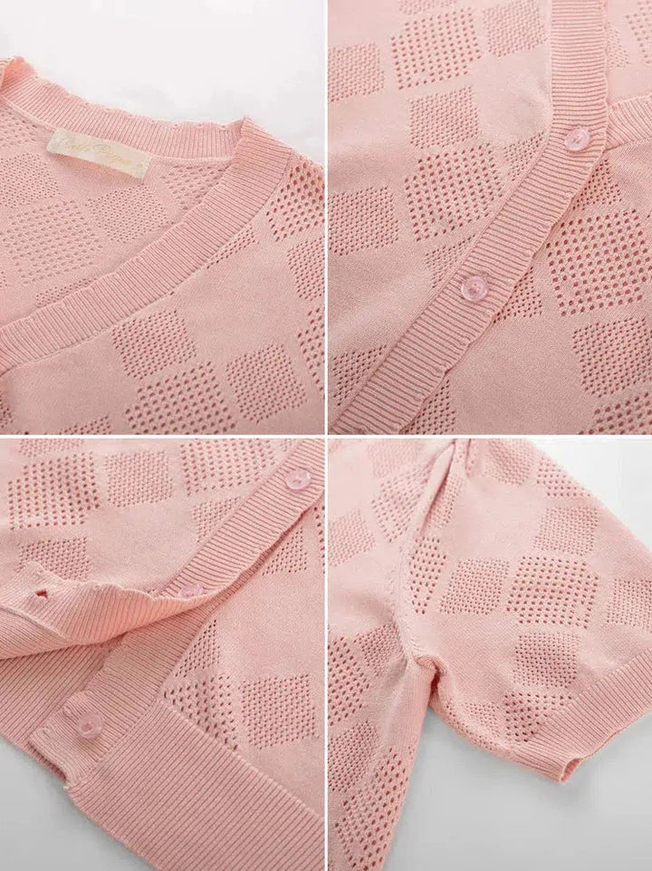 Light Pink Vintage Short Sleeved Cardigan
