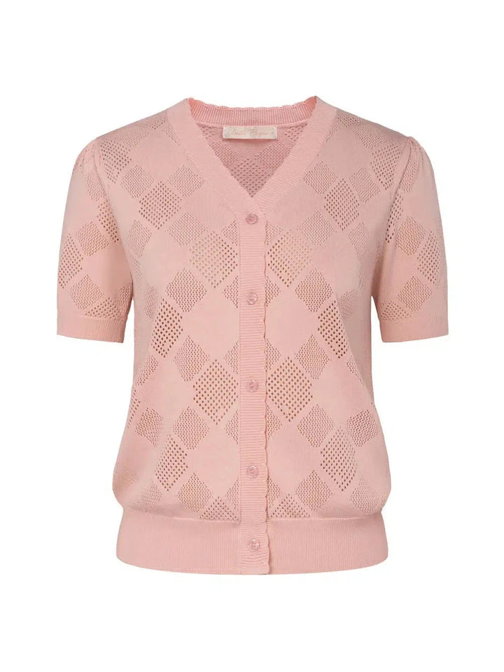 Light Pink Vintage Short Sleeved Cardigan