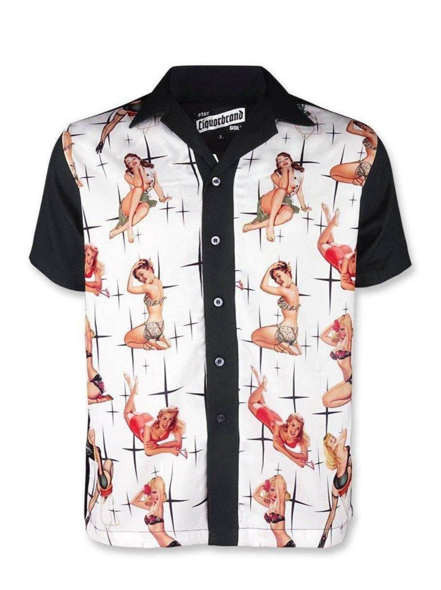 Liquorbrand vixen white bowling shirt – liquorbrand mens button ups for men Australia