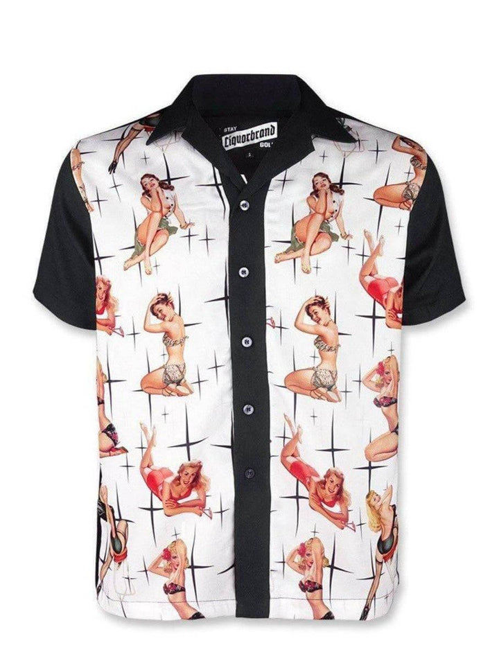 Liquorbrand vixen white bowling shirt – liquorbrand mens button ups for men Australia