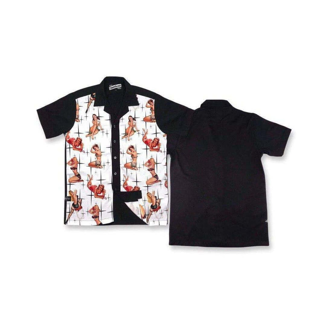 Liquorbrand vixen white bowling shirt – liquorbrand mens button ups for men Australia – side view