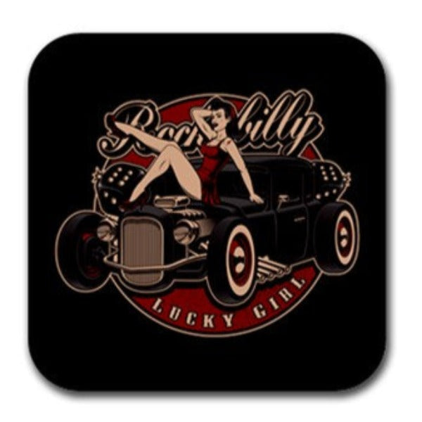 Lucky girl Rubber Square Coaster (4 pack)